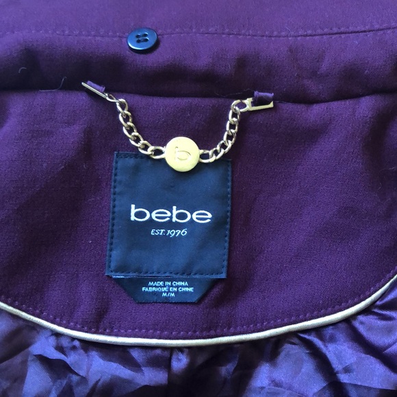 BEBE *faux fur collar missing* Cabernet peacoat-M - Picture 8 of 13